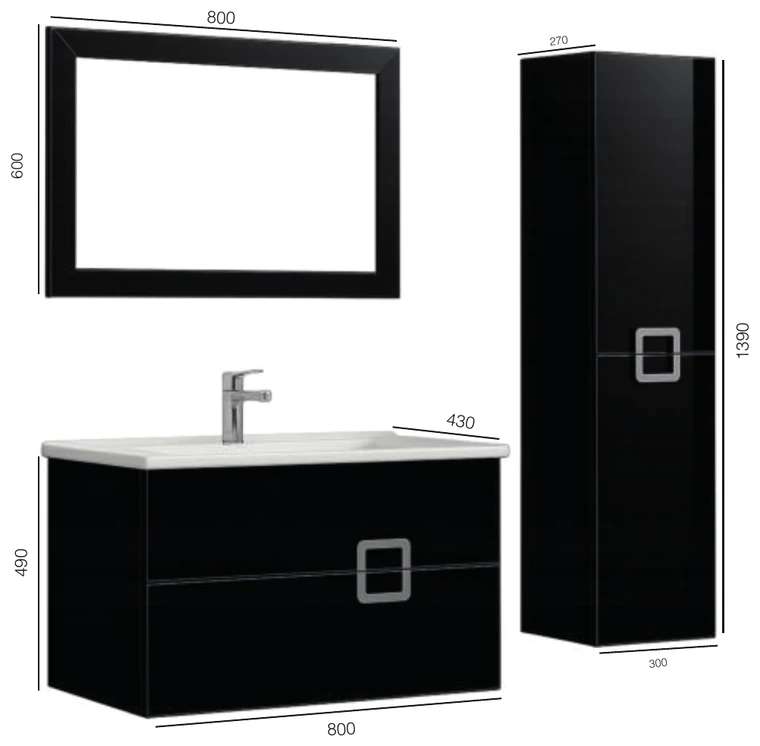 Meuble Salle de Bain Éclat 80 cm avec Colonne — 4