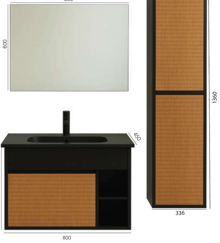 Meuble Salle de Bain Venise 80 cm avec Colonne — 3